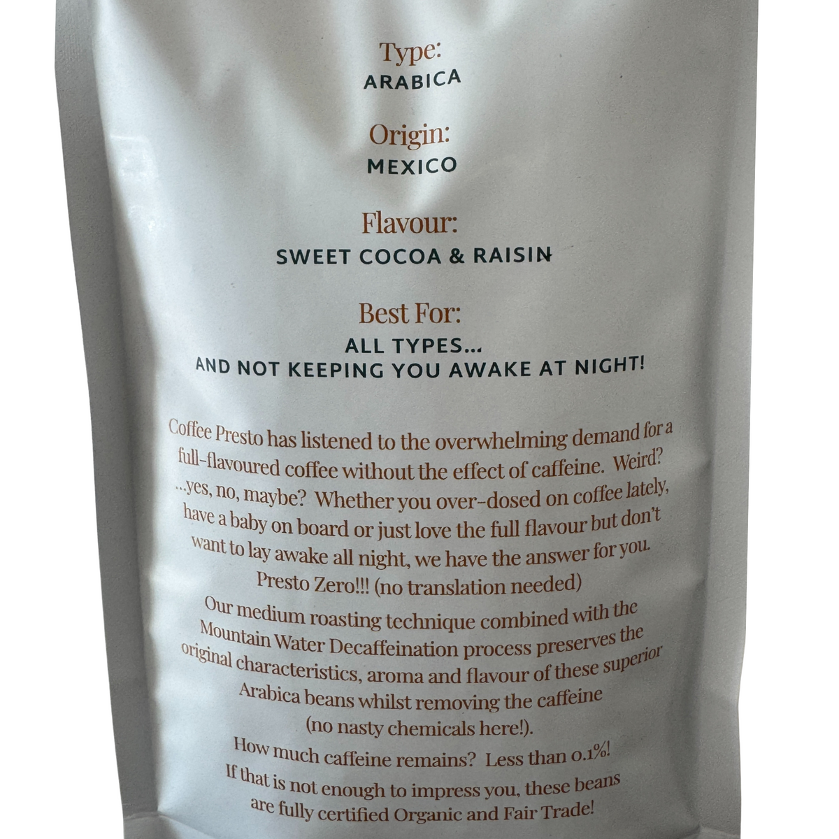 Presto Zero | Decaf Coffee Beans